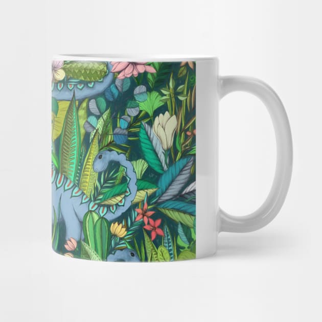 An unlikely garden filled with improbable plants - plumeria, magnolia, lotus flowers & lots of tropical & other leaves. Oh, & with dinosaurs, too. : ) by micklyn